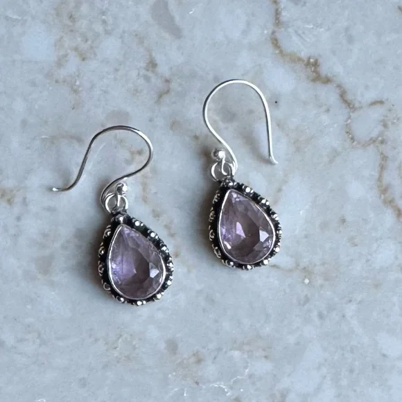 NWOT Sundance Drifting Dewdrops Earrings, Pink Kunzite, Sterling Silver